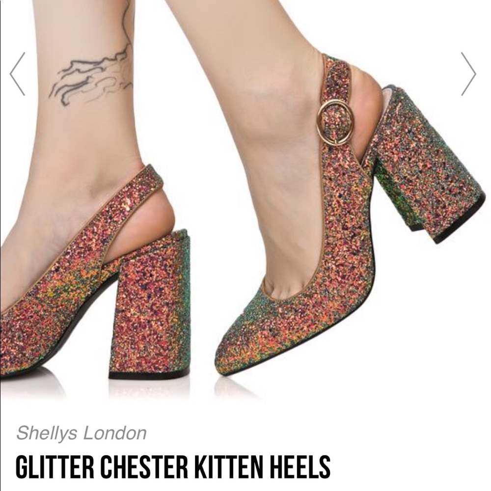 🎉HP🎉Shelly London Peacock Glitter Heels - Picture 16 of 16